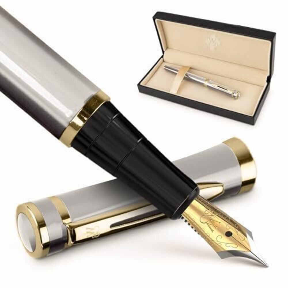 6671 Fountain Pen Set, 18K Gilded Broad Nib, Includes 6 Pack Ink